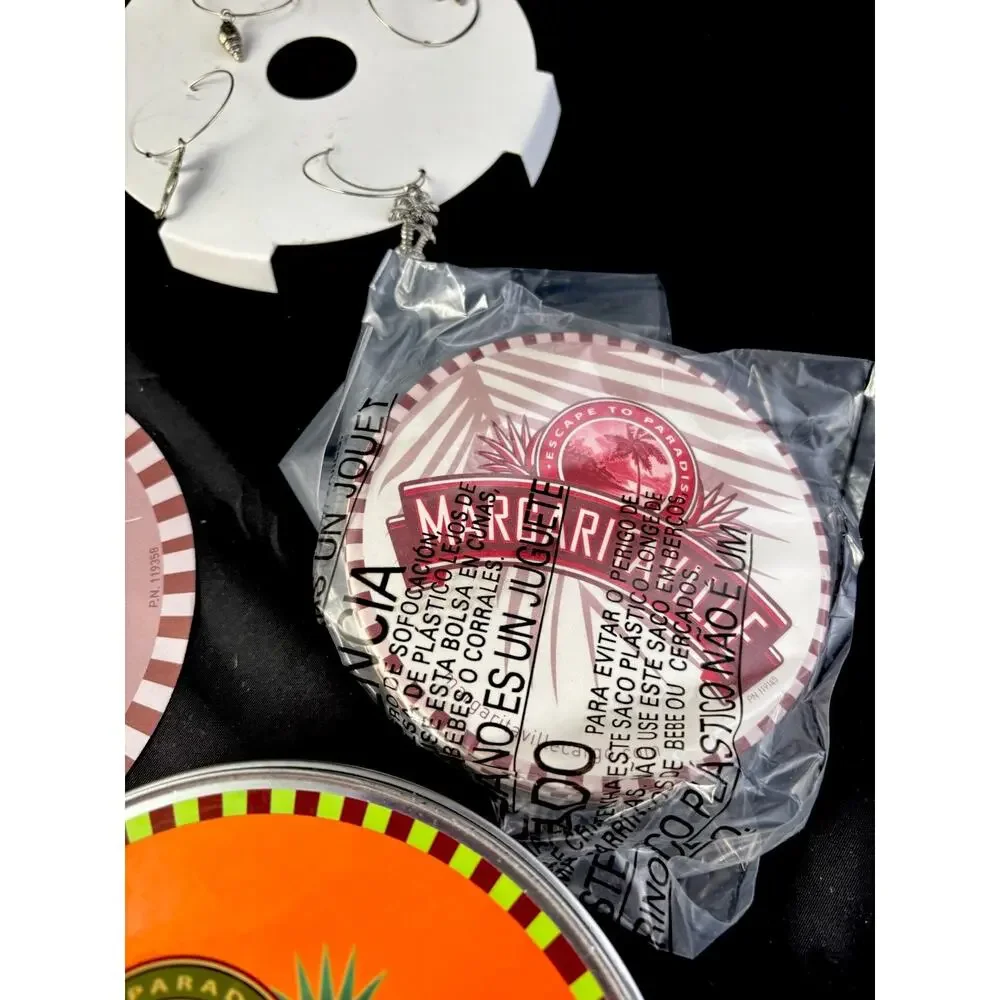 Margaritaville 4Piece Souvenir Recipe Drink Coasters+Charms Tin Container Holder